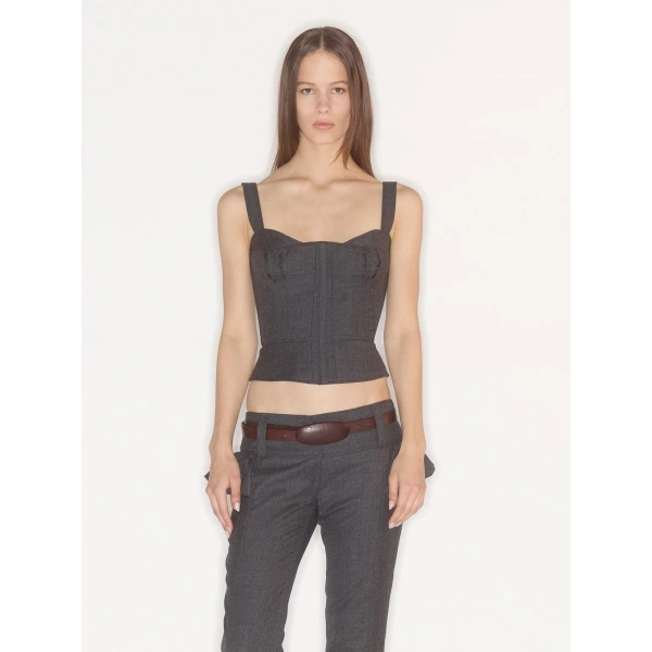 KNWLS Victoria Corset in Charcoal | Corset & Bustier Tops | Coveti