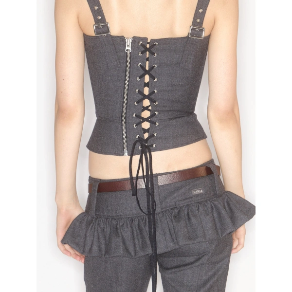 KNWLS Victoria Corset in Charcoal | Corset & Bustier Tops | Coveti