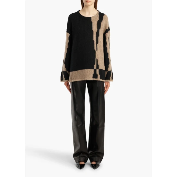 Khaite Artur Sweater in Black and Cream | Sweaters | Coveti