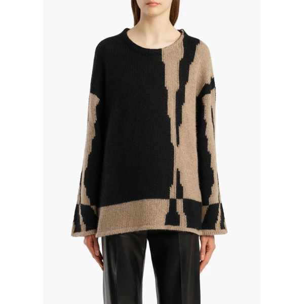 Khaite Artur Sweater in Black and Cream | Sweaters | Coveti