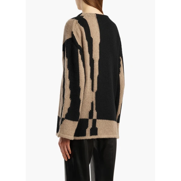 Khaite Artur Sweater in Black and Cream | Sweaters | Coveti