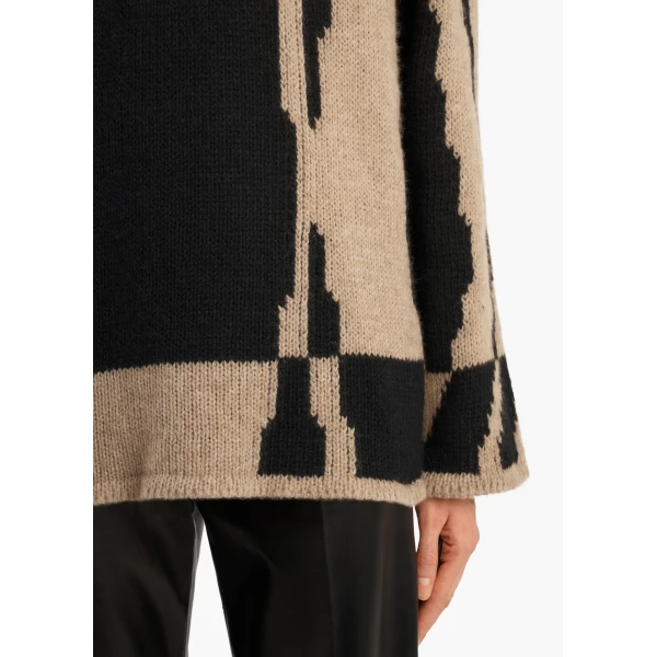 Khaite Artur Sweater in Black and Cream | Sweaters | Coveti
