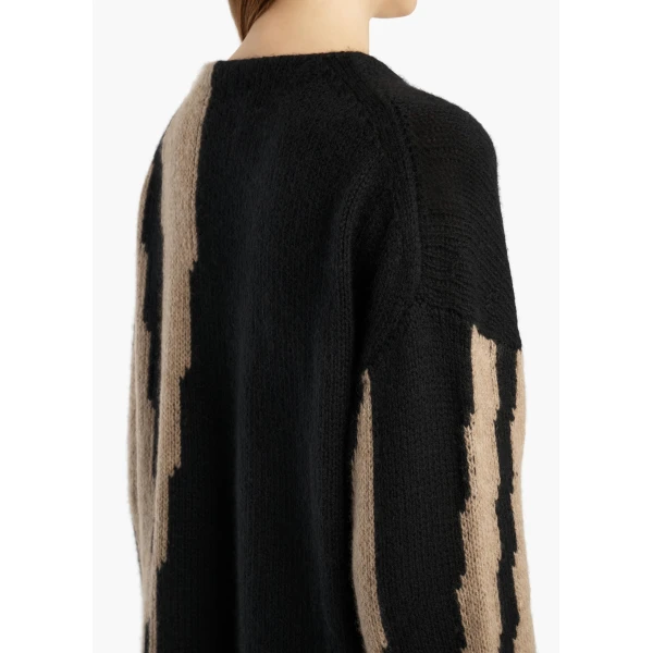 Khaite Artur Sweater in Black and Cream | Sweaters | Coveti