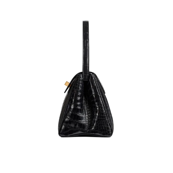 Audrey Top Handle Bag in Black Alligator - Image 4