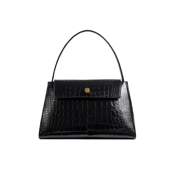 Audrey Top Handle Bag in Black Alligator