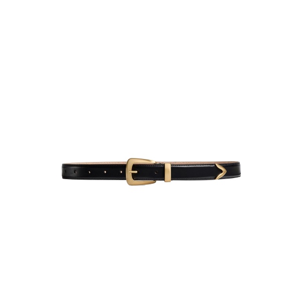 Khaite Benny Belt in Black Leather with Gold