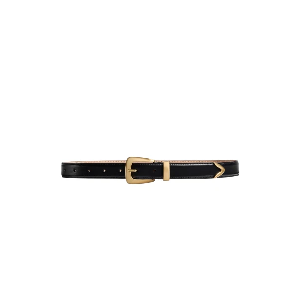 Khaite Benny Belt in Black Leather with Gold