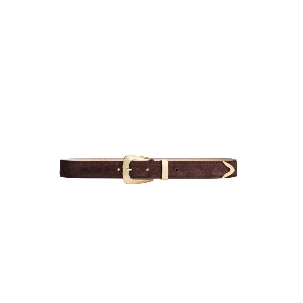 Khaite Benny Belt in Coffee Suede with Gold