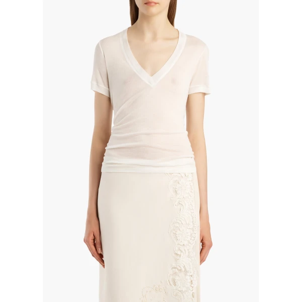 Khaite Berry Top in Chalk | Tops | Coveti