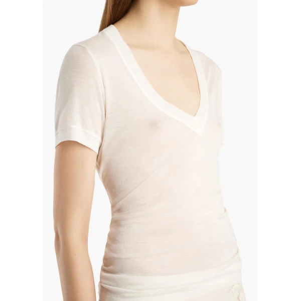 Khaite Berry Top in Chalk | Tops | Coveti