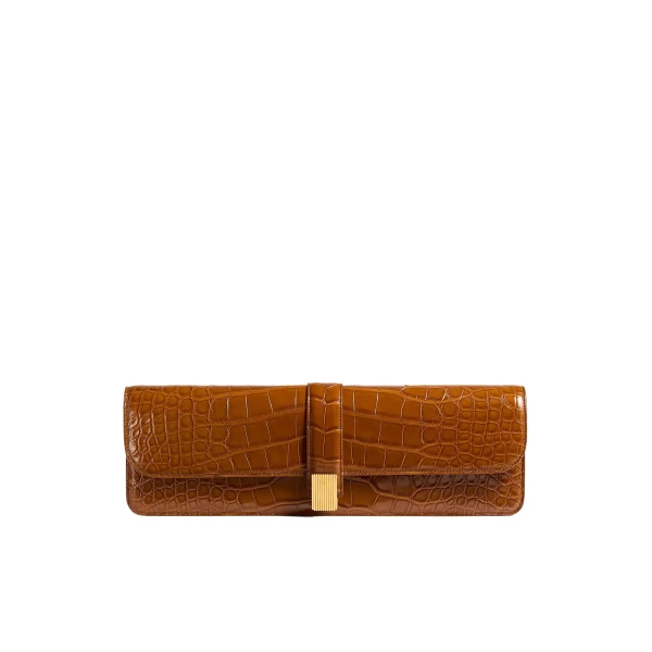 Blake Long Clutch in Dark Honey Alligator