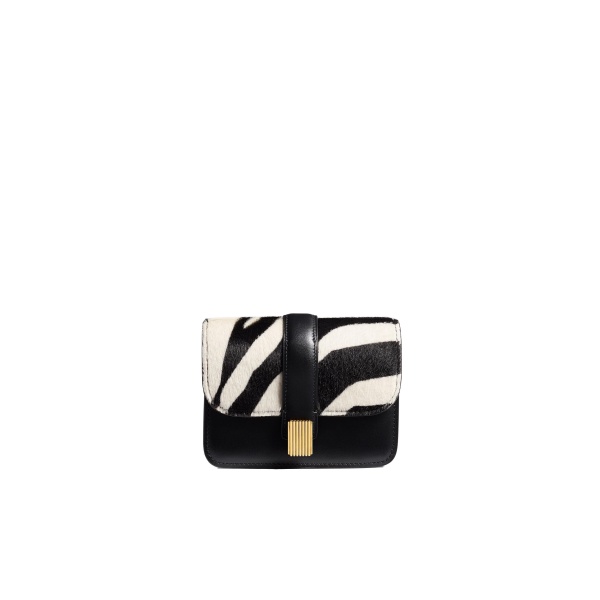 Blake Nano Bag in Zebra Print Haircalf and Black Leather