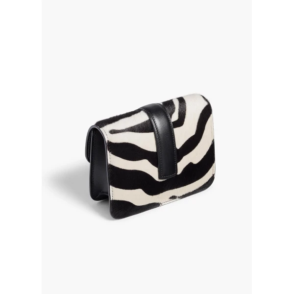 Khaite Blake Nano Bag in Zebra Print Haircalf and Black Leather | Mini Bags | Coveti