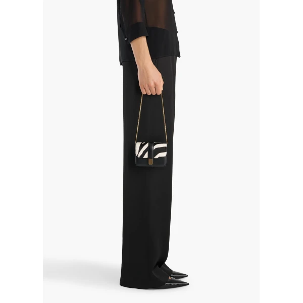 Khaite Blake Nano Bag in Zebra Print Haircalf and Black Leather | Mini Bags | Coveti