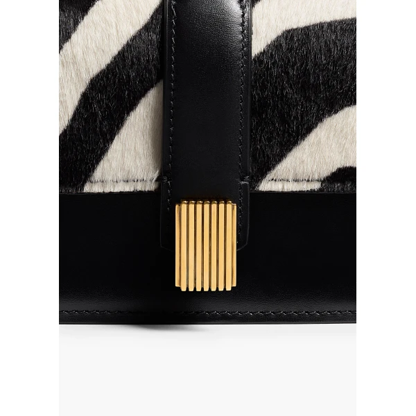 Khaite Blake Nano Bag in Zebra Print Haircalf and Black Leather | Mini Bags | Coveti