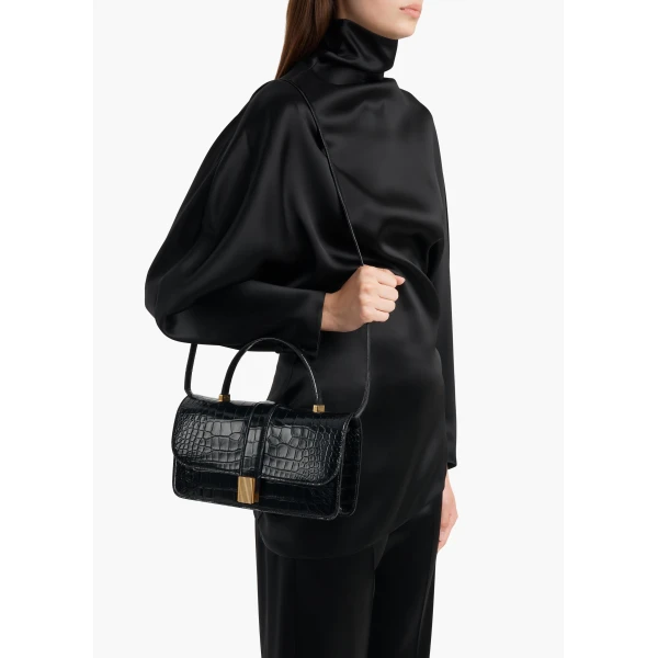 Blake Top Handle Bag in Black Alligator - Image 3