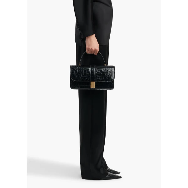Blake Top Handle Bag in Black Alligator - Image 6