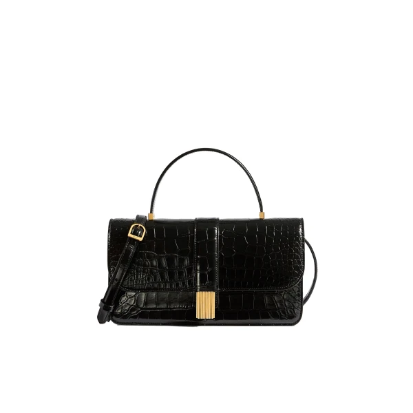 Blake Top Handle Bag in Black Alligator