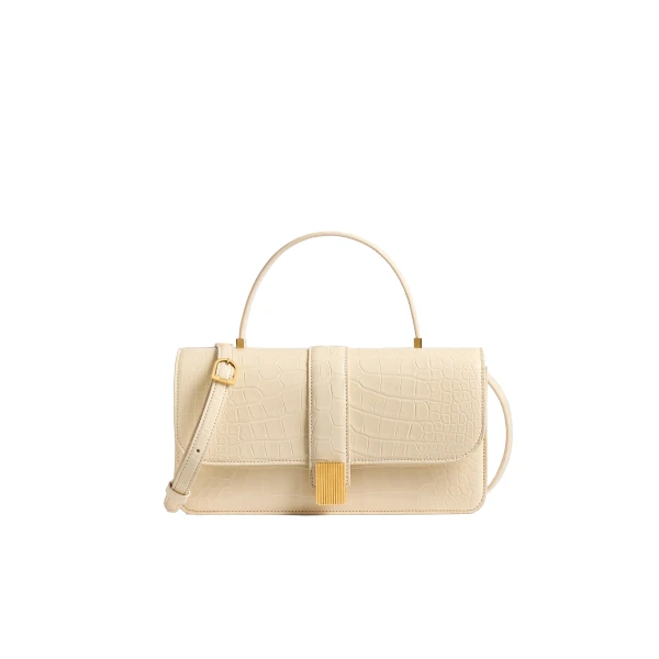 Khaite Blake Top Handle Bag in Champagne Alligator