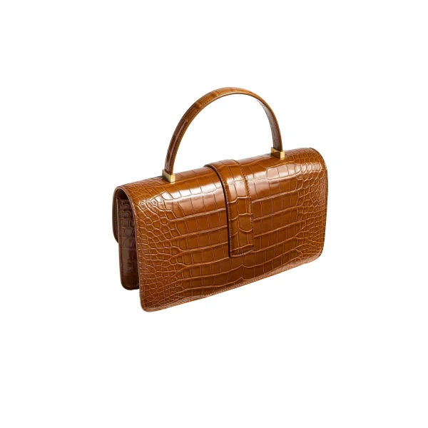 Blake Top Handle Bag in Dark Honey Alligator - Image 2