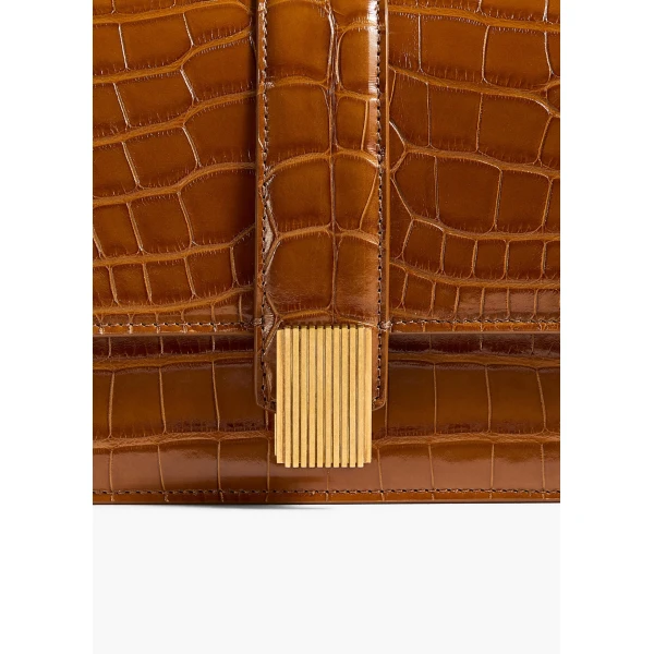 Blake Top Handle Bag in Dark Honey Alligator - Image 4