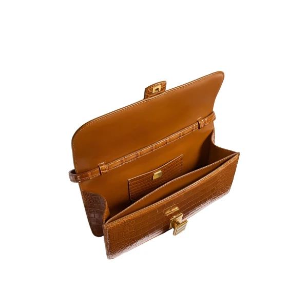 Blake Top Handle Bag in Dark Honey Alligator - Image 5