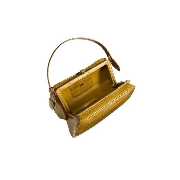 Cate Bag in Golden Olive Alligator - Image 6