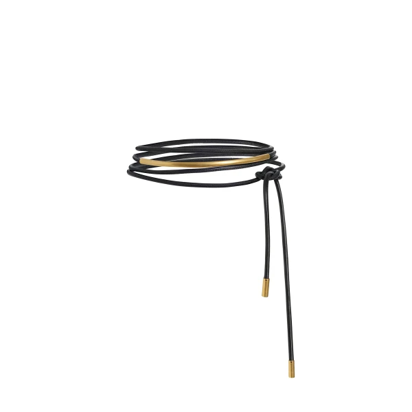 Ciro Belt in Black Leather with Antique Gold