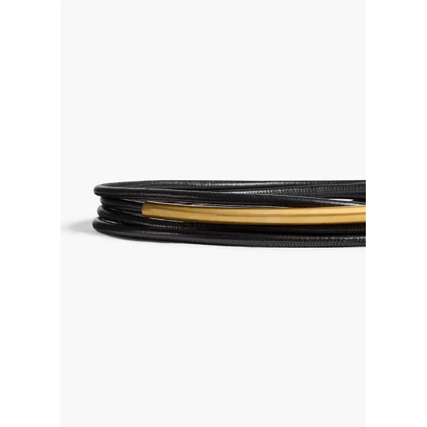Khaite Ciro Belt in Black Leather with Antique Gold | Belts | Coveti