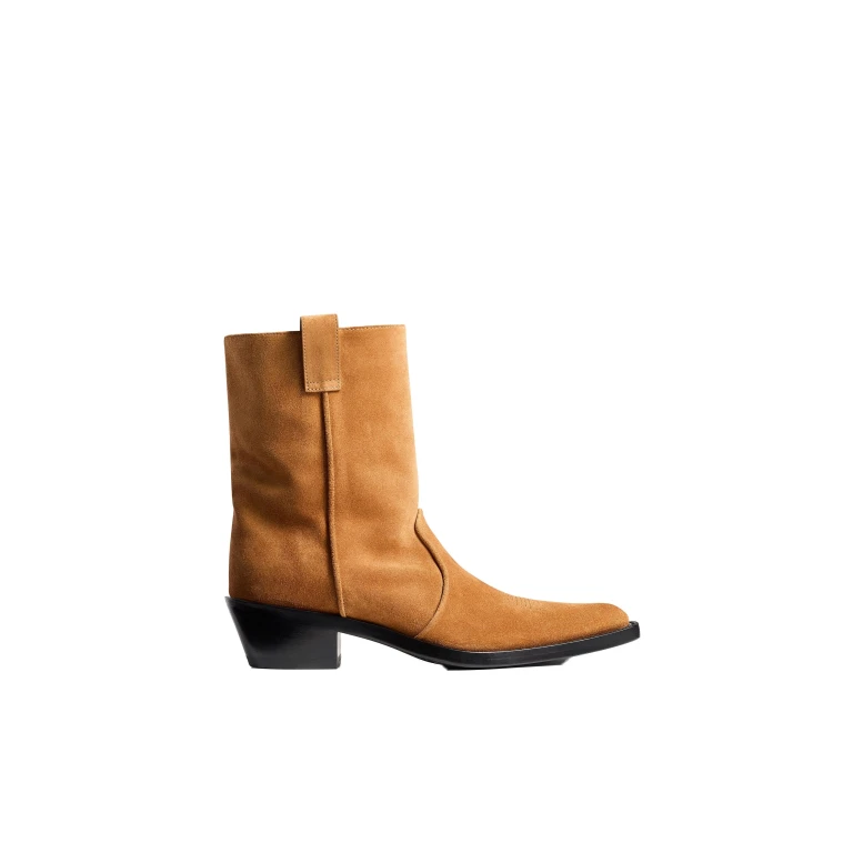 Khaite Clive Ankle Boot in Caramel Suede