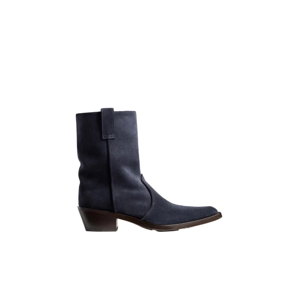Khaite Clive Ankle Boot in Midnight Navy Suede