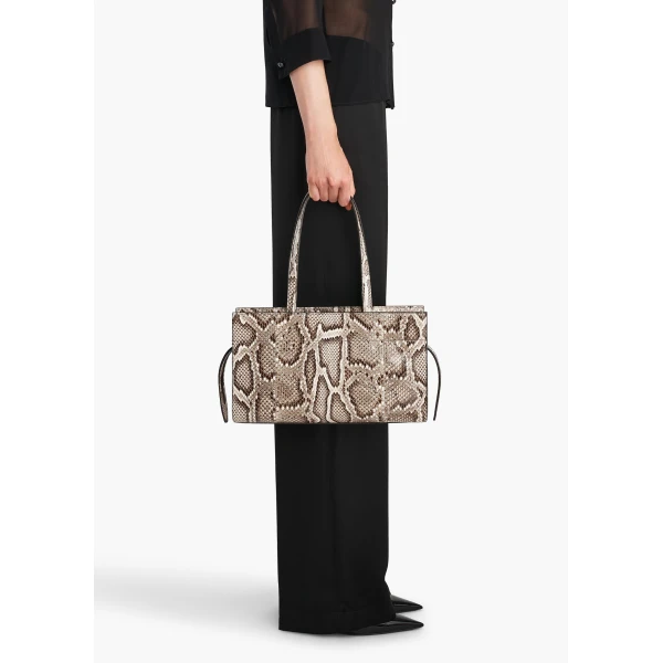 Khaite Crosby East West Bag in Natural Python | Totes & Top-Handle Bags | Coveti