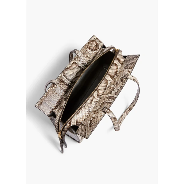 Khaite Crosby East West Bag in Natural Python | Totes & Top-Handle Bags | Coveti