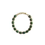 Khaite Cyclone Chain Necklace in Antique Gold with Green