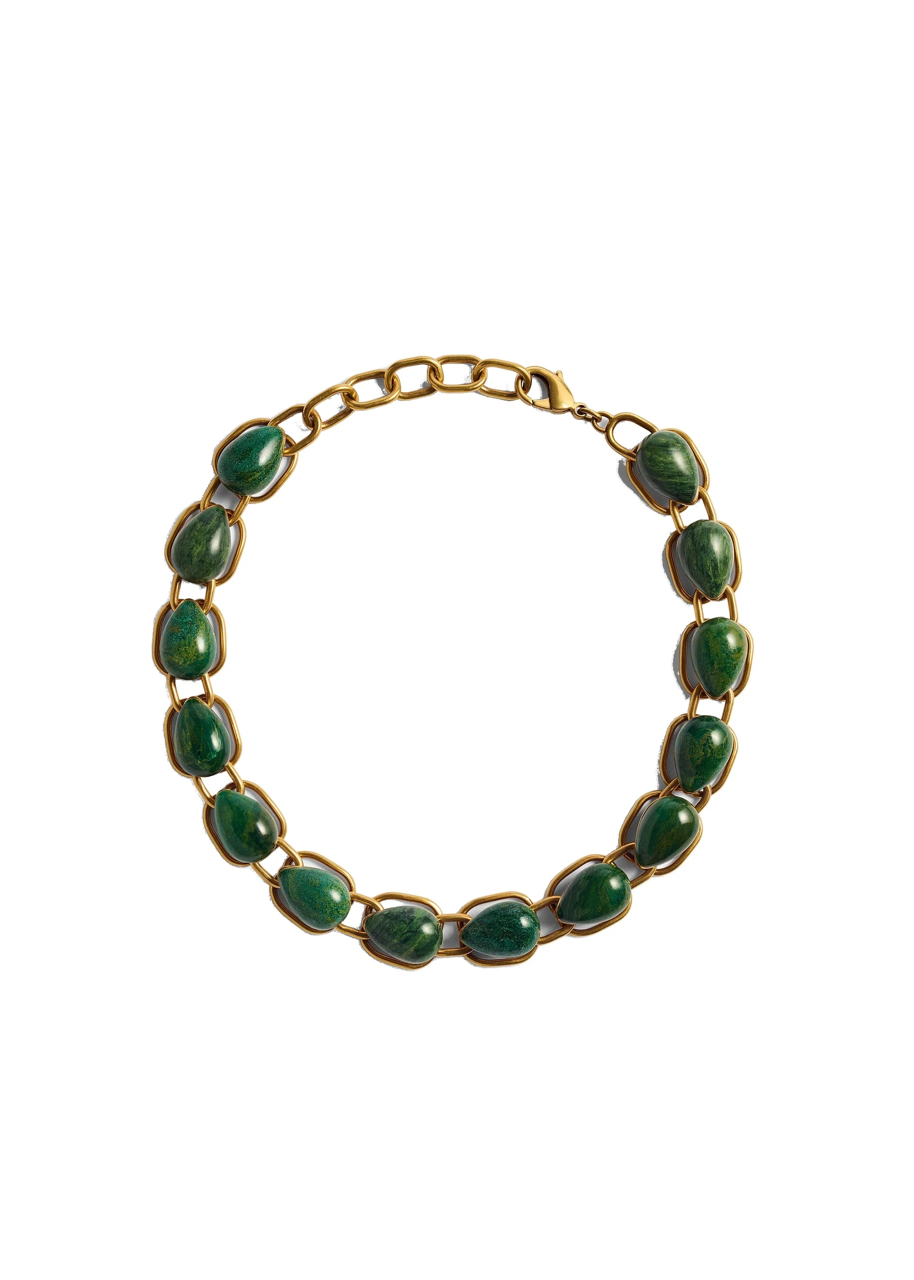 Khaite Cyclone Chain Necklace in Antique Gold with Green | Buy Jewelry at Coveti Khaite Cyclone Chain Necklace in Antique Gold with Green