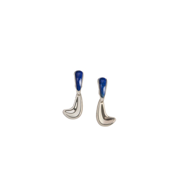Khaite Cyclone Earrings in Silver with Blue