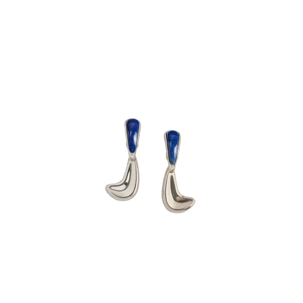 Khaite Cyclone Earrings in Silver with Blue