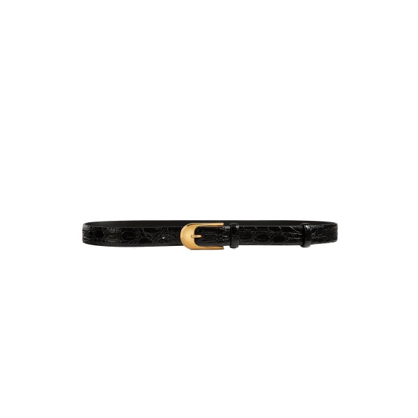 Khaite Dome Belt in Black Alligator with Gold