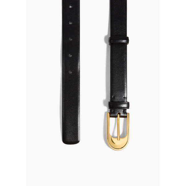Dome Belt in Black Leather with Gold - Image 2