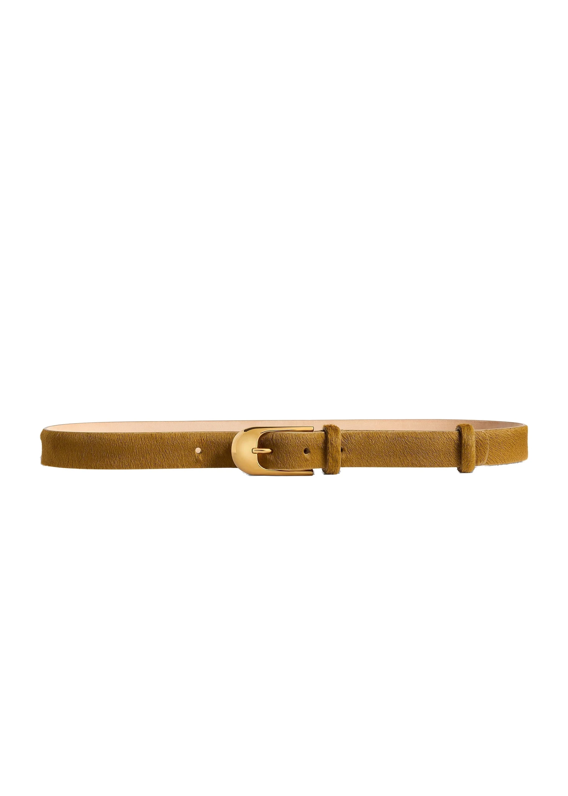 Khaite Dome Belt in Bronze Haircalf with Gold | Buy Accessories at Coveti Khaite Dome Belt in Bronze Haircalf with Gold