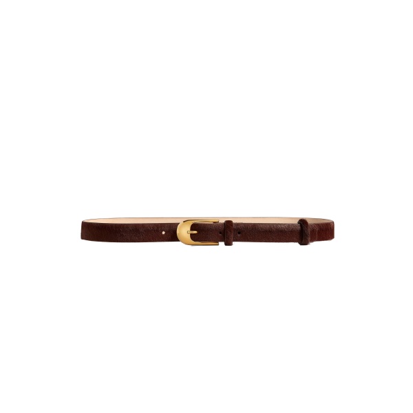 Khaite Dome Belt in Red Mahogany Haircalf with Gold