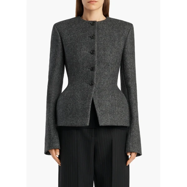 Khaite Enzi Jacket in Charcoal | Jackets | Coveti
