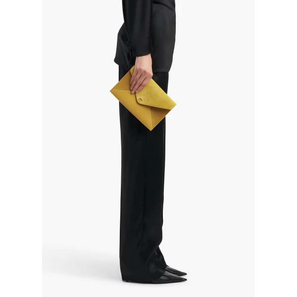 Khaite Grace Envelope Clutch in Golden Olive | Clutch Bags | Coveti