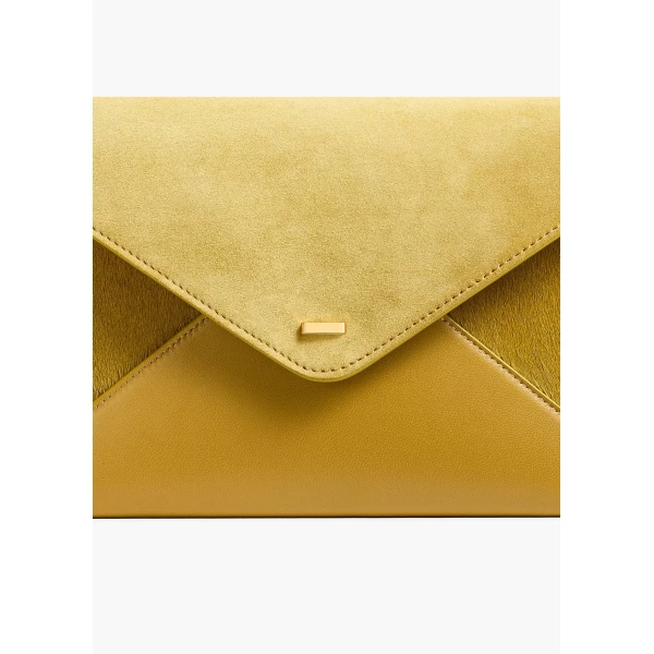 Khaite Grace Envelope Clutch in Golden Olive | Clutch Bags | Coveti