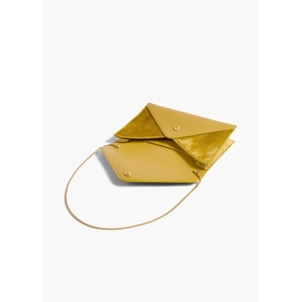 Khaite Grace Envelope Clutch in Golden Olive | Clutch Bags | Coveti