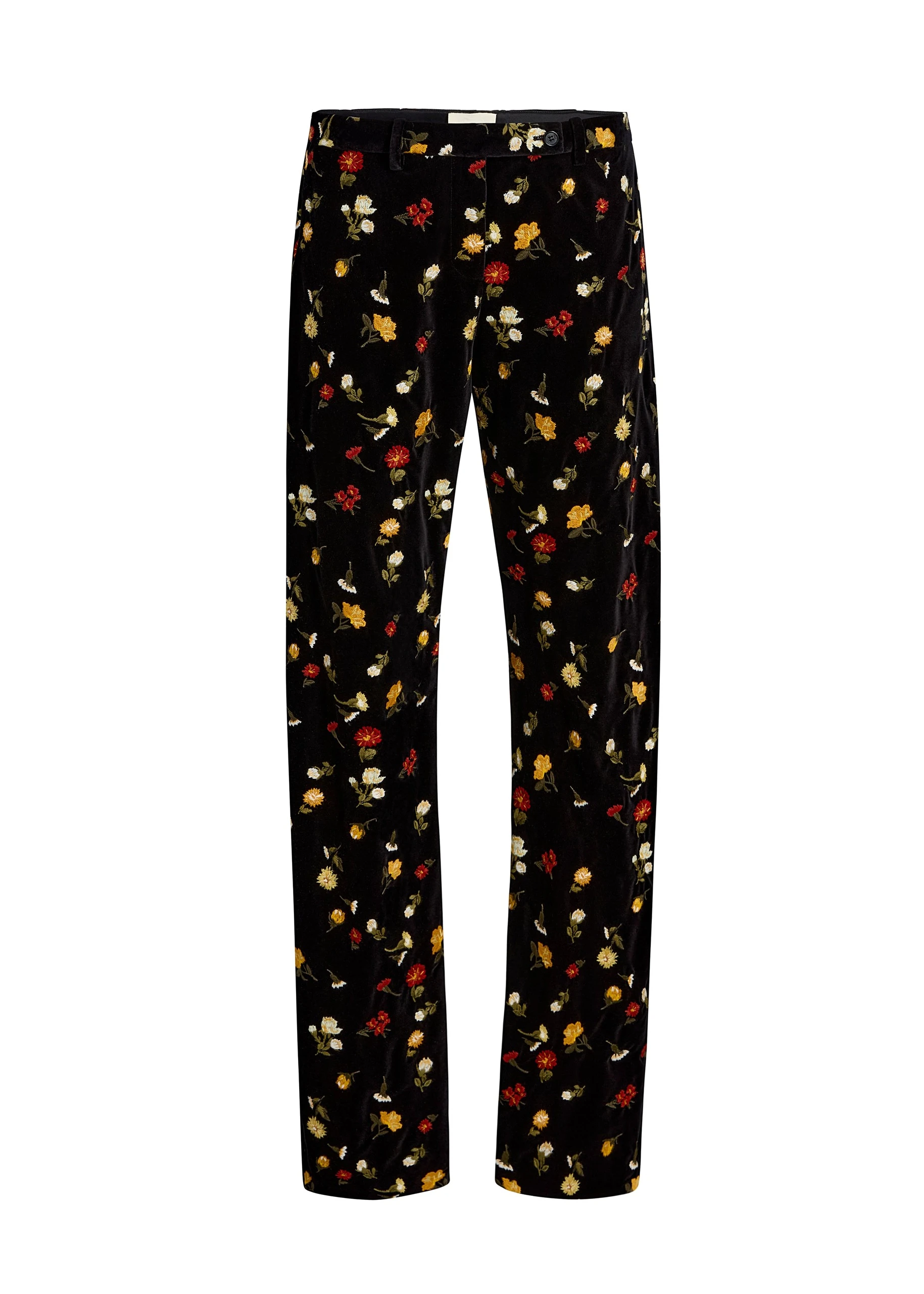 Khaite Han Pant in Black Flower Embroidery 0 Khaite Han Pant in Black Flower Embroidery | Pants | Coveti