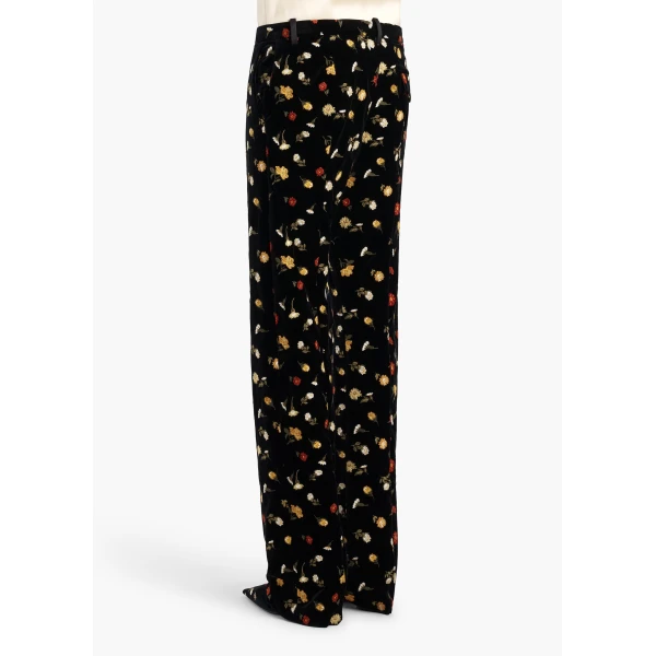 Khaite Han Pant in Black Flower Embroidery | Pants | Coveti