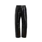 Khaite Hunter Pant in Black Croc-Embossed Leather | Pants | Coveti