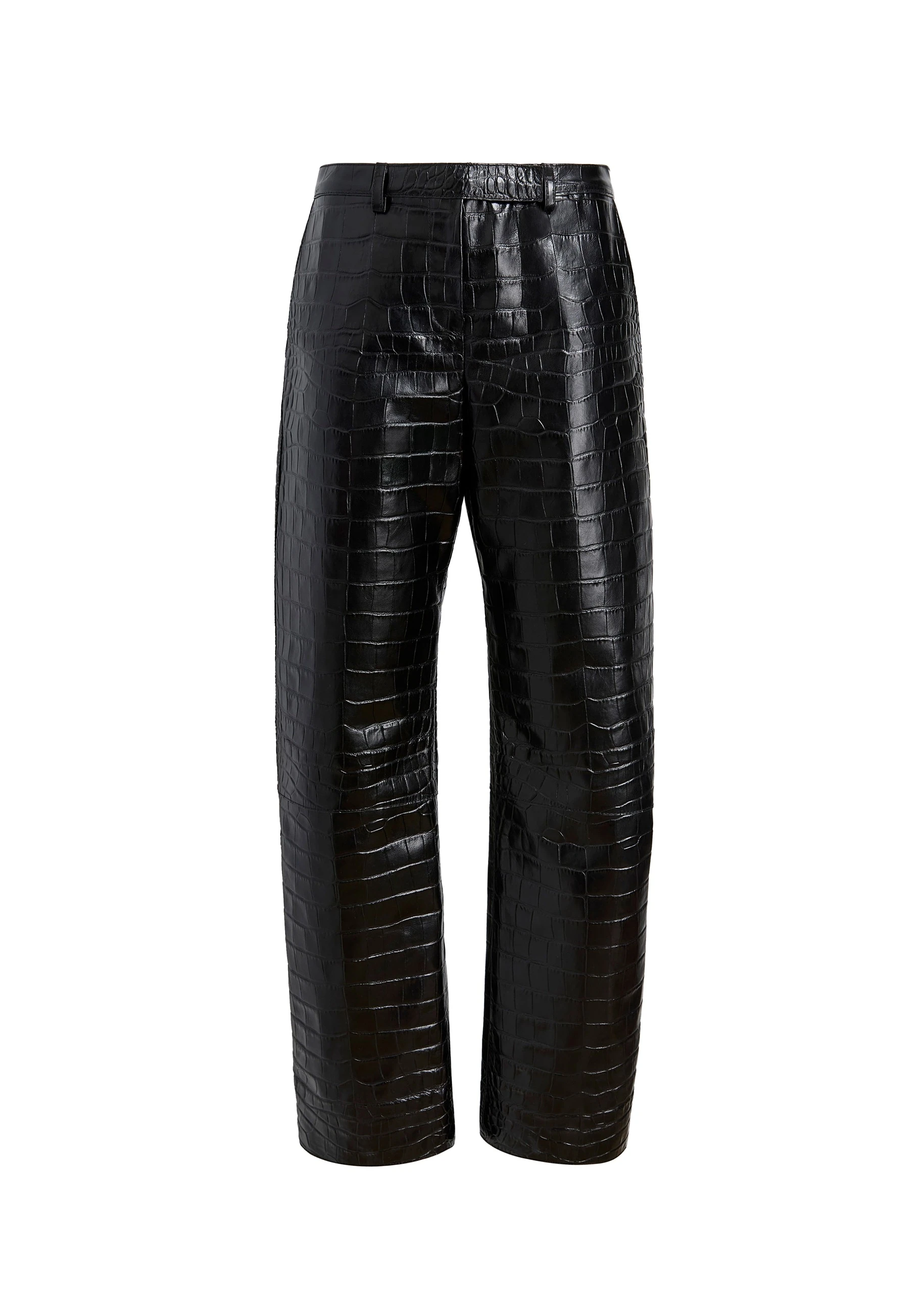 Khaite Hunter Pant in Black Croc-Embossed Leather 0 Khaite Hunter Pant in Black Croc-Embossed Leather | Pants | Coveti