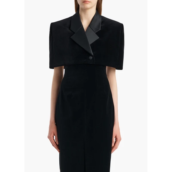 Khaite Ilora Jacket in Black Velvet | Jackets | Coveti